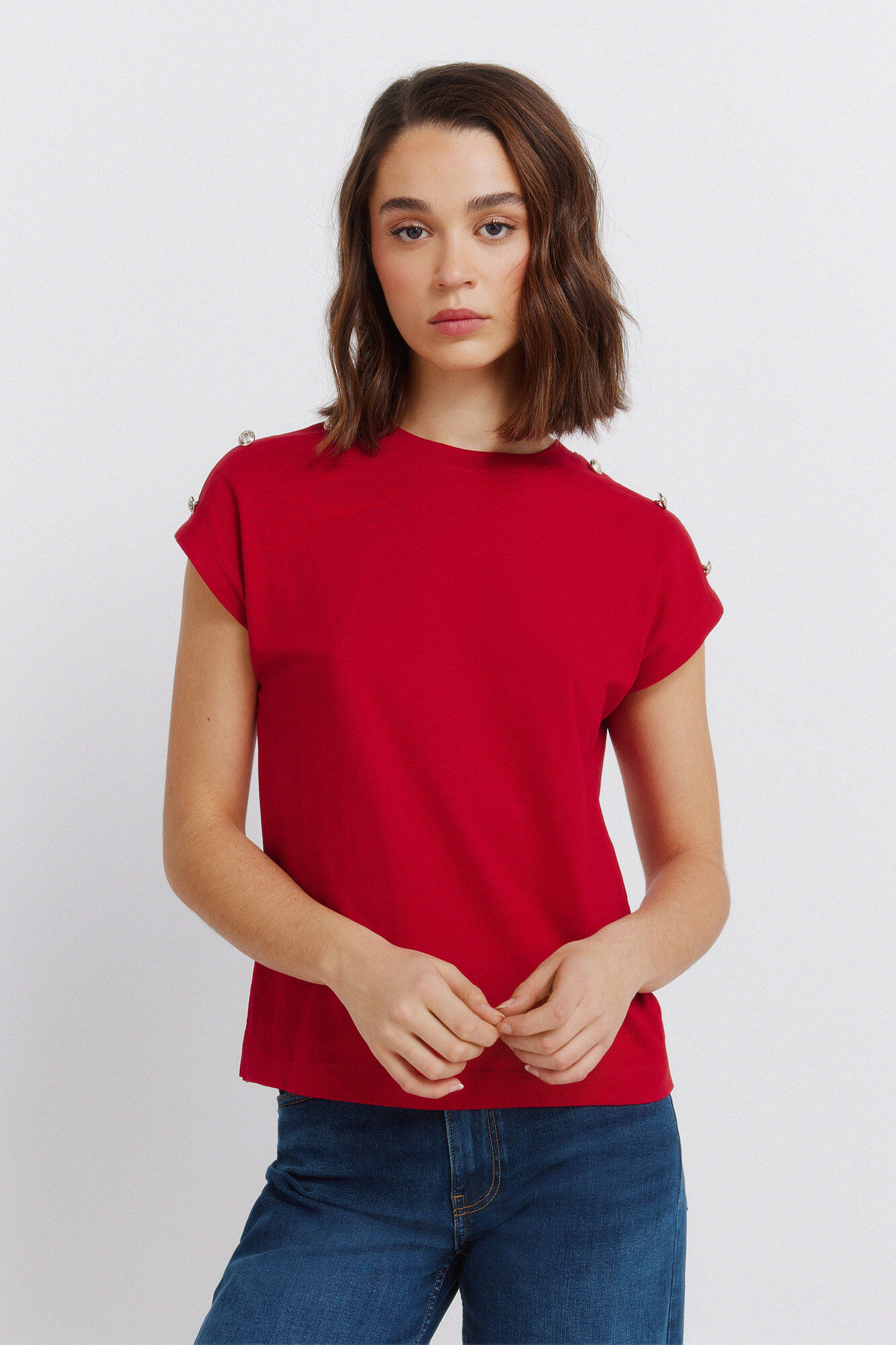Springfield Playera de manga corta con botones