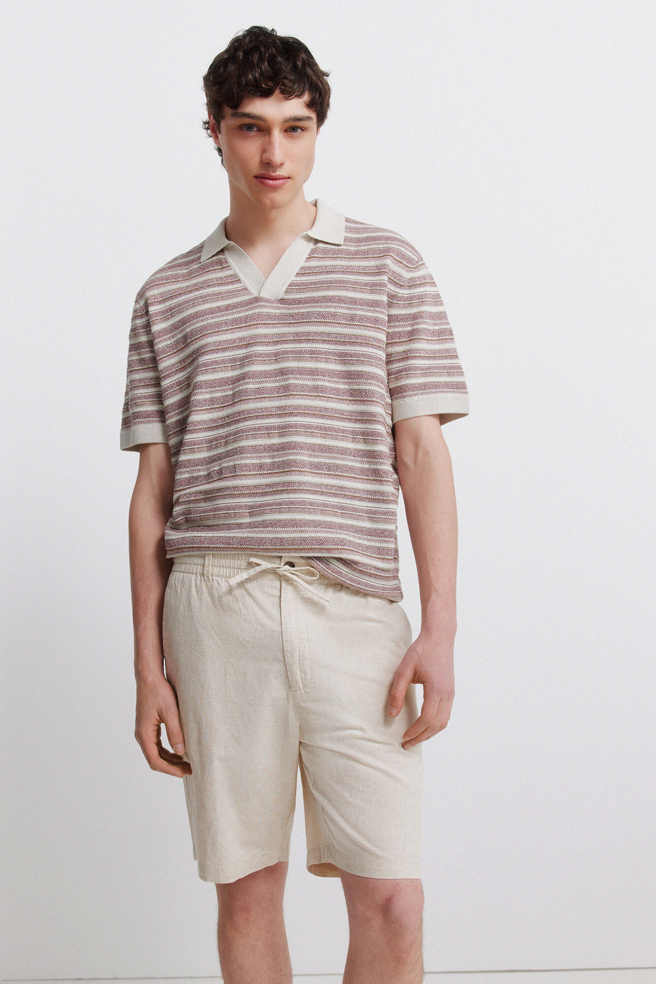 Springfield Bermudas de lino comfort slim fit blanco