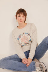 Springfield Sudadera Árbol Círculo Flores beige