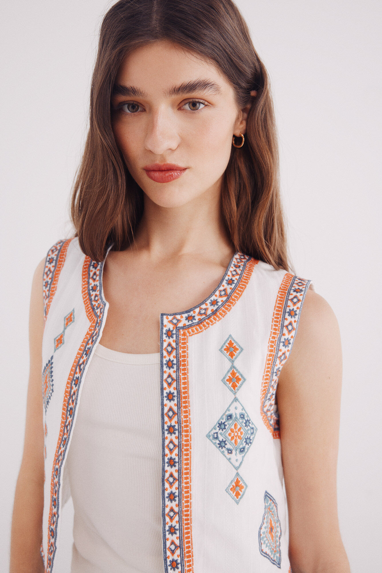 Springfield Bordado bohemio chaleco estampado