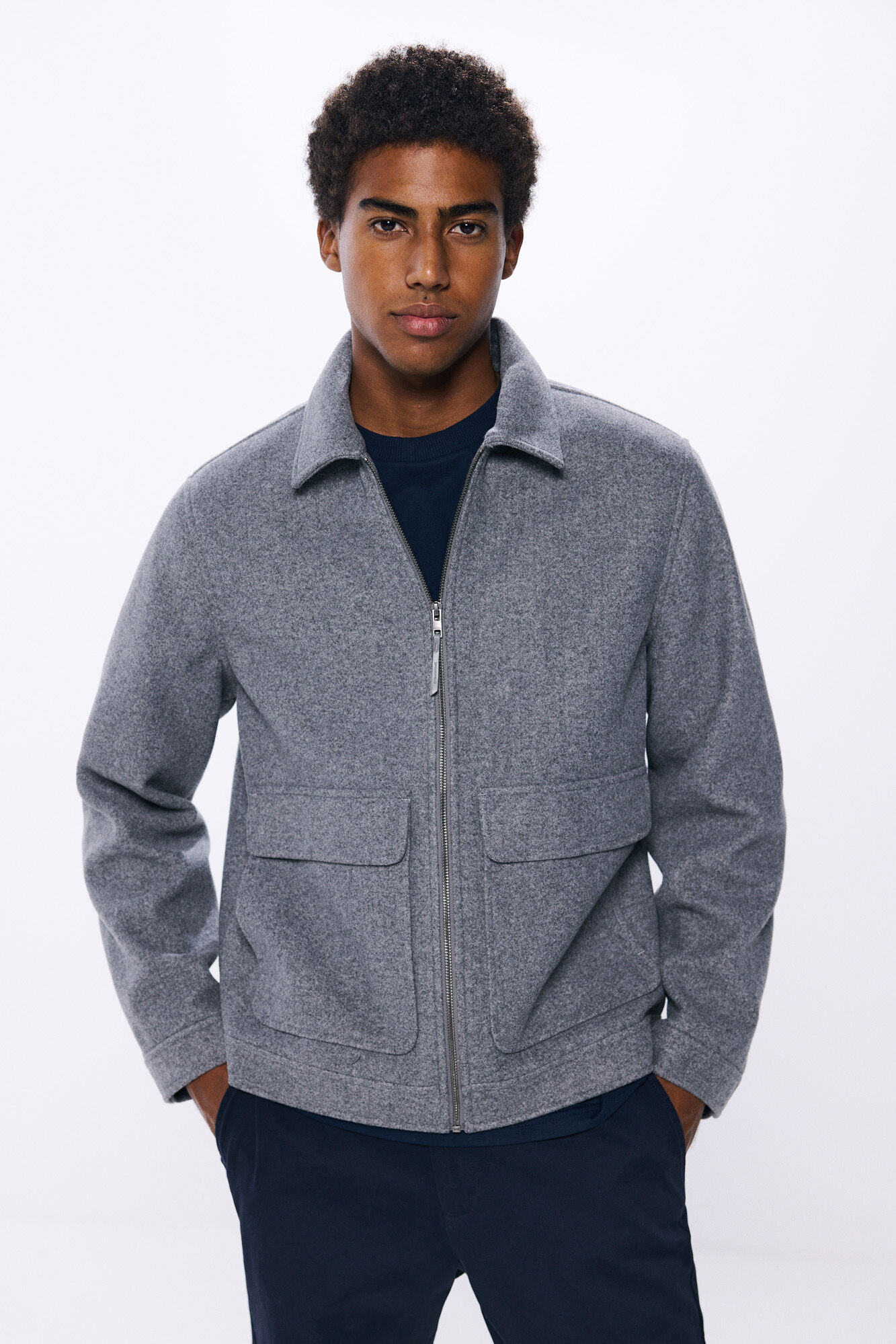 Springfield Cazadora aviador efecto lana gris