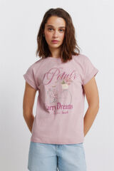 Springfield Playera de manga corta sin mangas con flores rosa