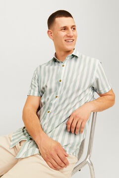 Springfield Camisa oxford slim fit manga corta verde