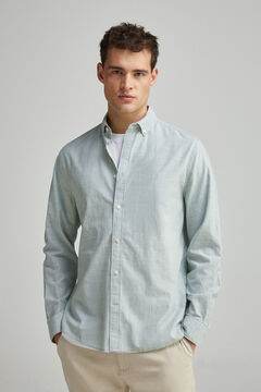 Springfield Camisa algodón slub lisa verde