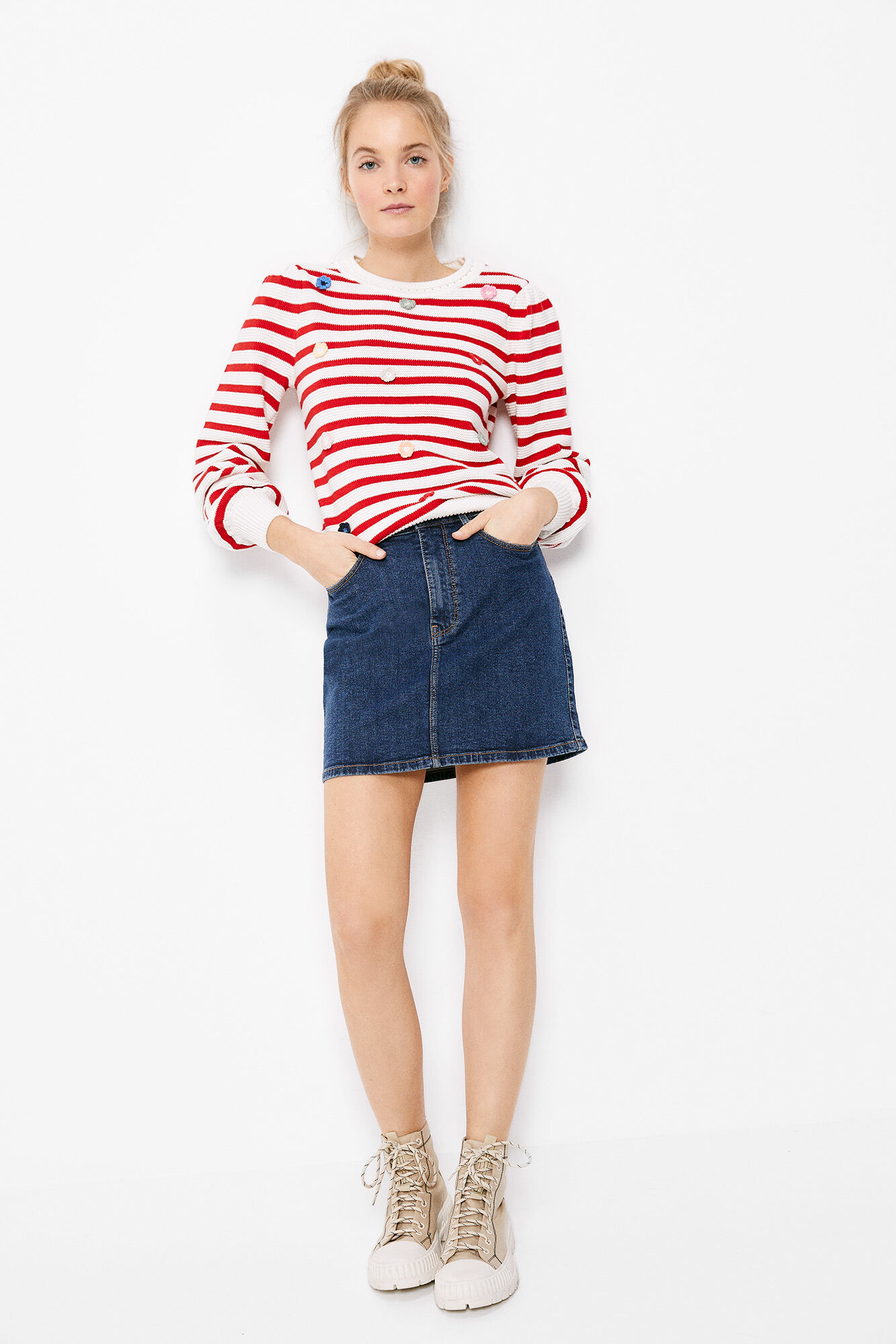 Springfield Su&eacute;ter Flores Crochet Algod&oacute;n rojo