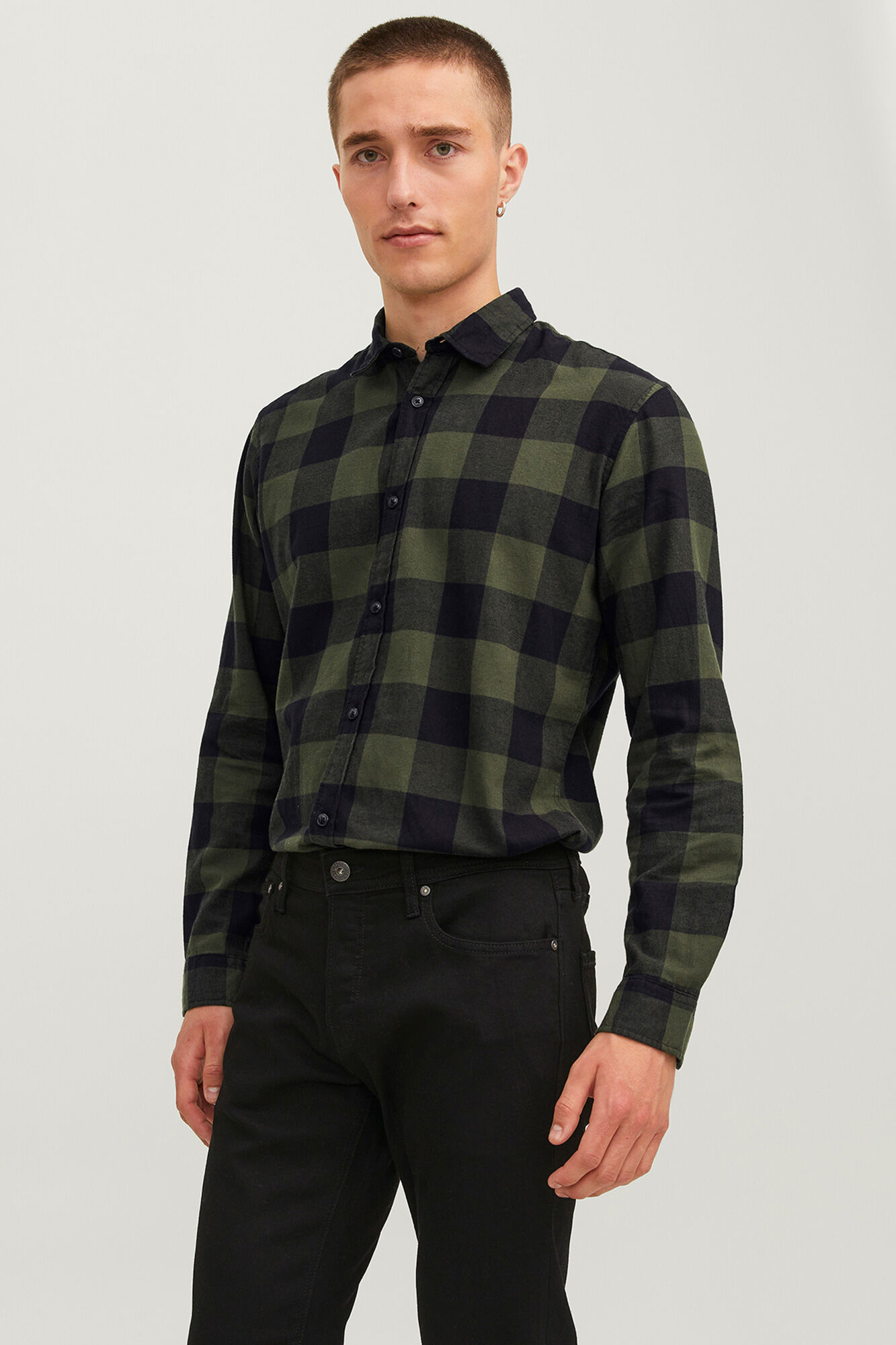 Jack & Jones Camisa regular fit a cuadros verde