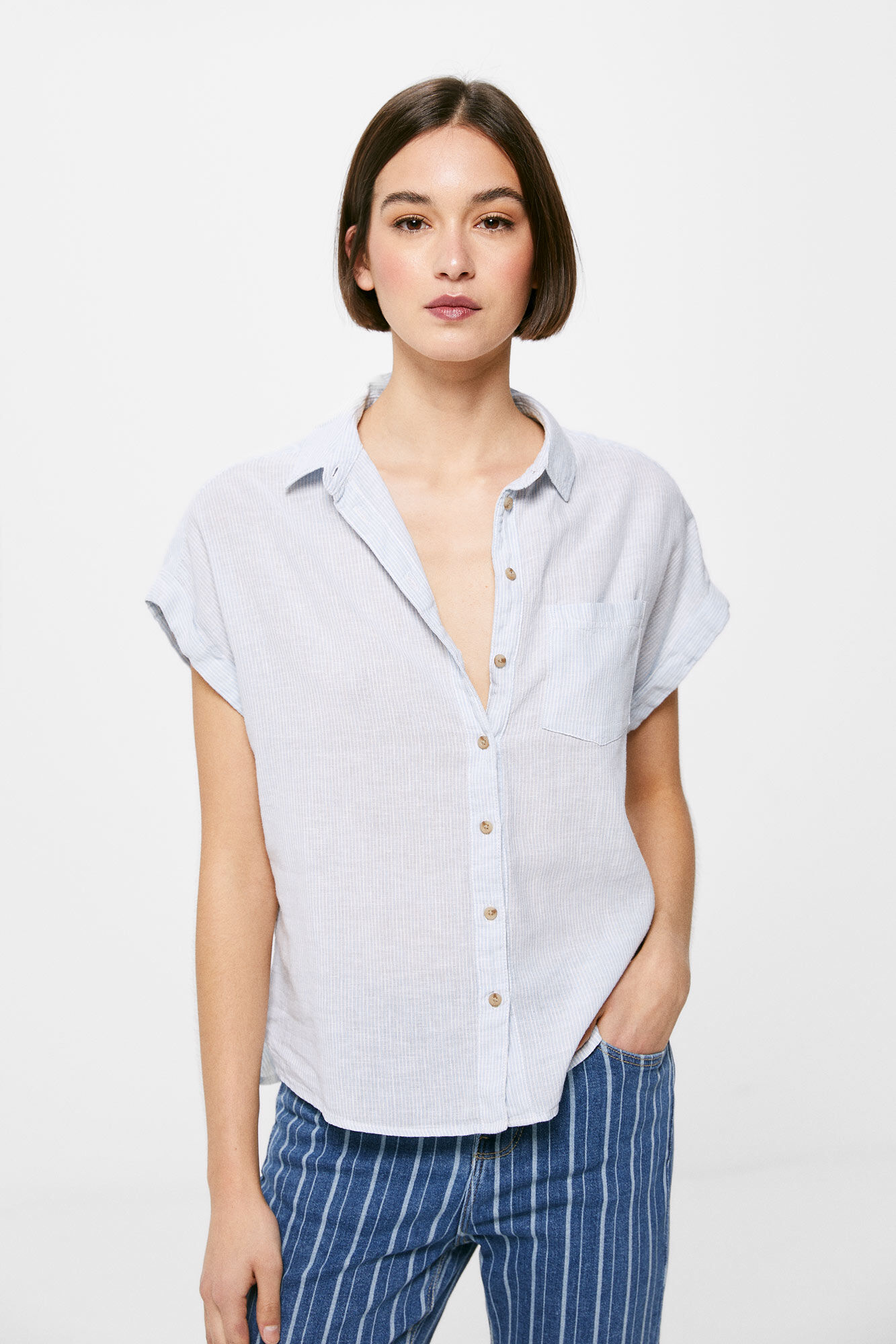 Camisa Manga Corta Lino Algod n