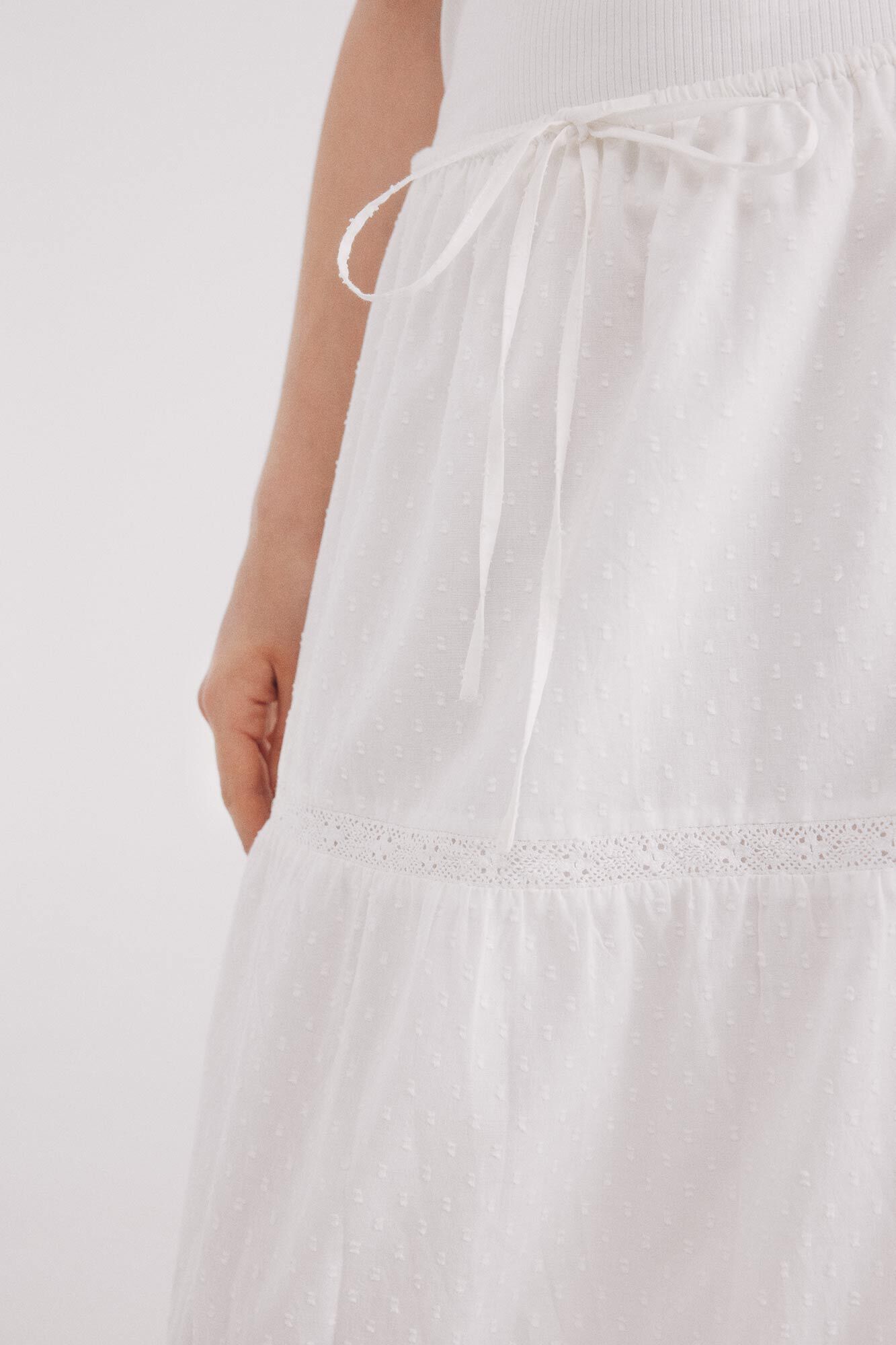 Springfield Falda larga blanca lace natural