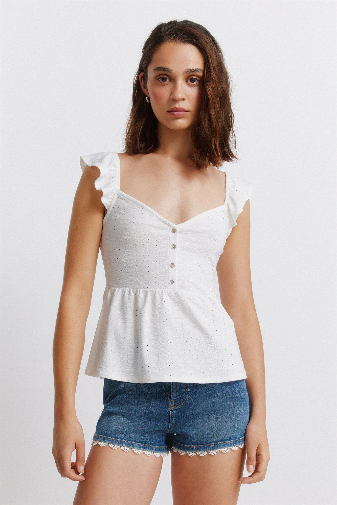Springfield Playera de tirantes con volantes
