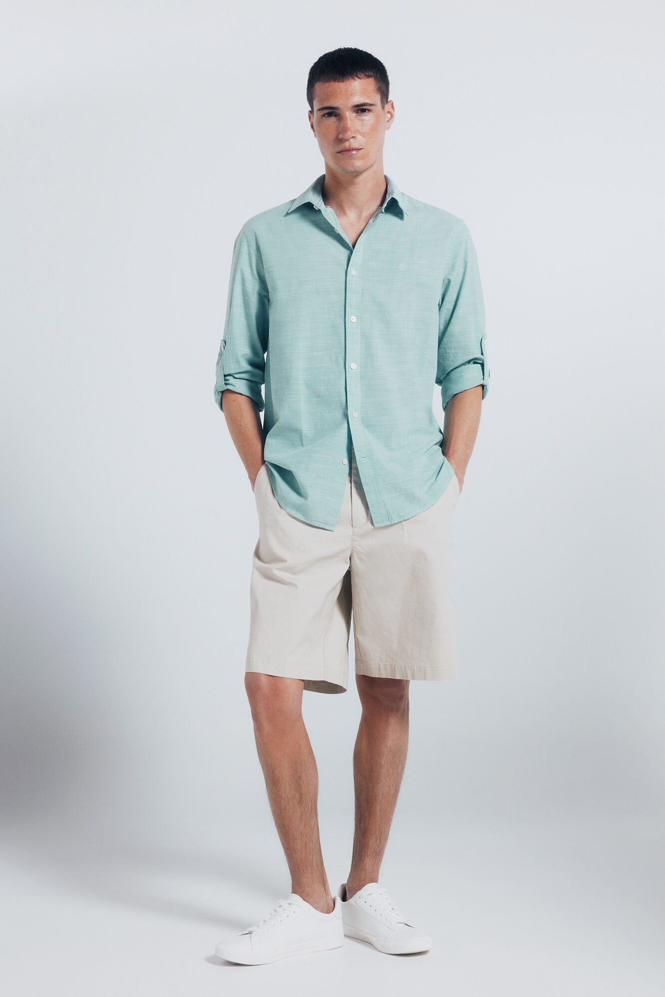 Springfield Camisa algod&oacute;n slub verde