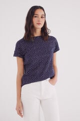 Springfield Playera manga vuelta trabilla estampada azul
