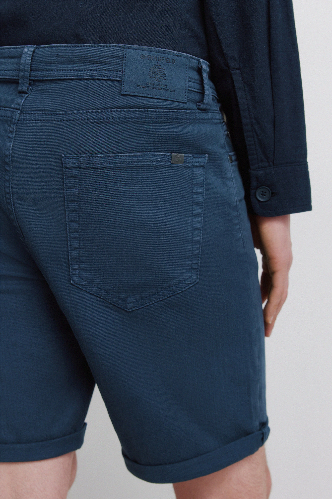 Springfield Bermudas de 5 bolsillos lavadas slim fit azul mezcla