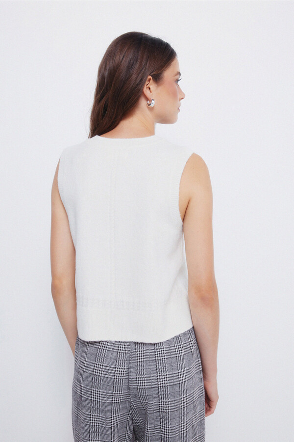 Springfield Chaleco tejido con trenzas marfil