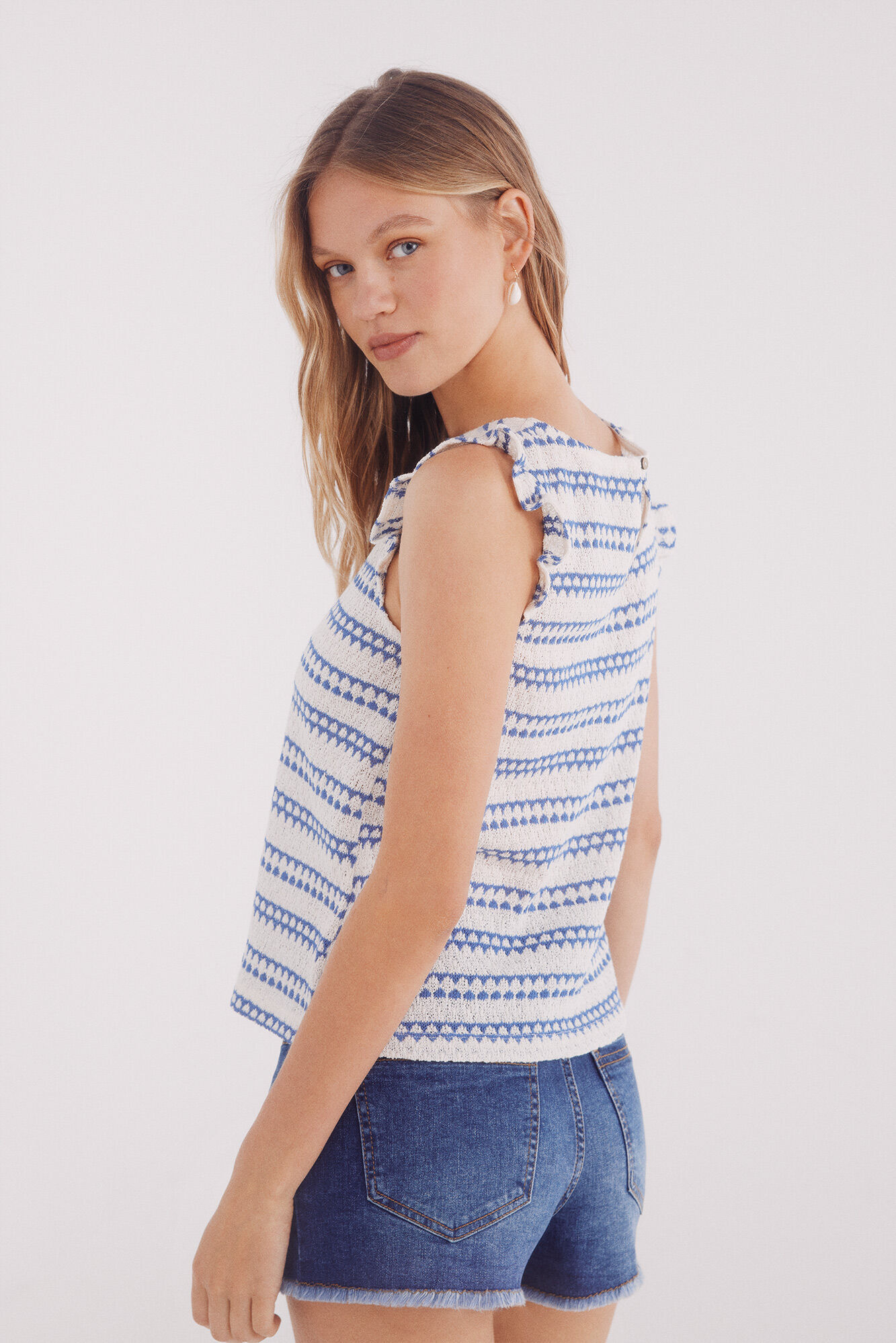 Springfield Top hombros volantes estructura azul