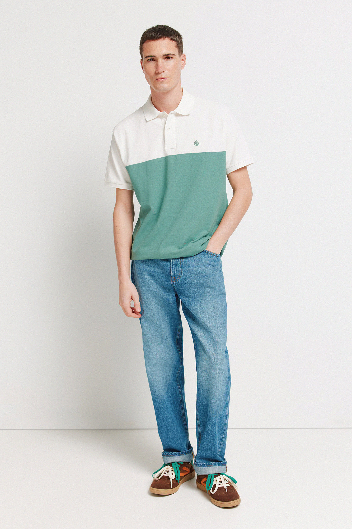 Springfield Polo de pique con cortes de ajuste regular