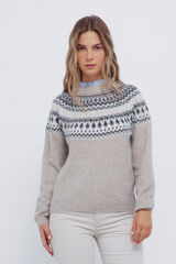 Springfield Jersey con cenefa jacquard y cuello combinado gris