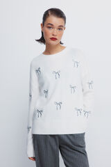 Springfield Jersey con lazos de lentejuelas marfil