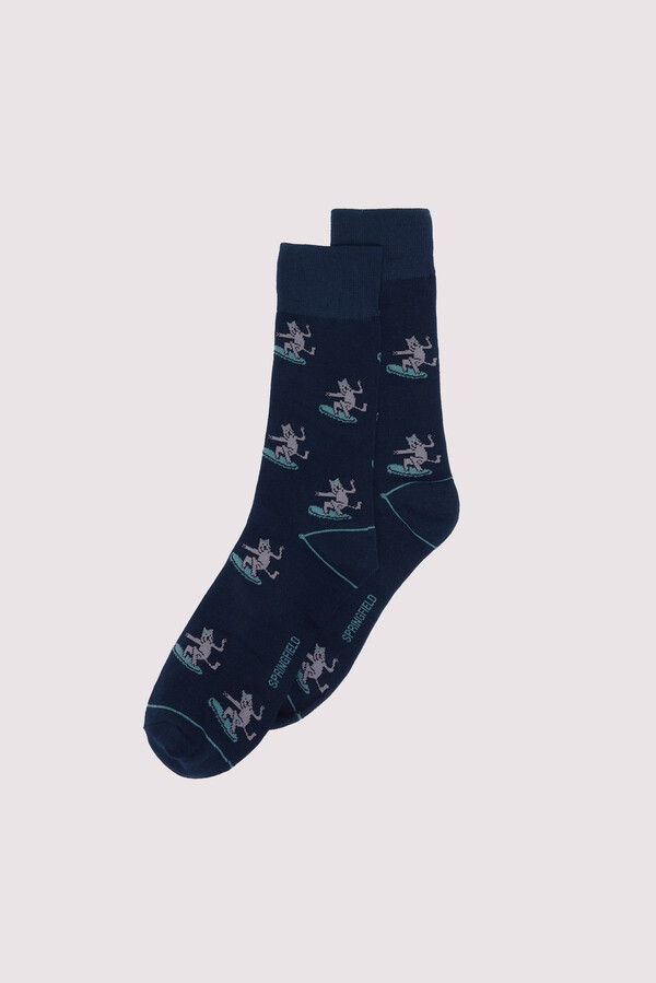 Springfield Calcetín largo jacquard perros verde