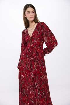 Springfield Vestido midi estampado paisley rojo