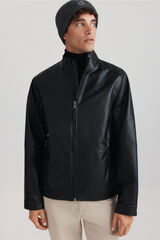 Springfield Chamarra efecto piel negro