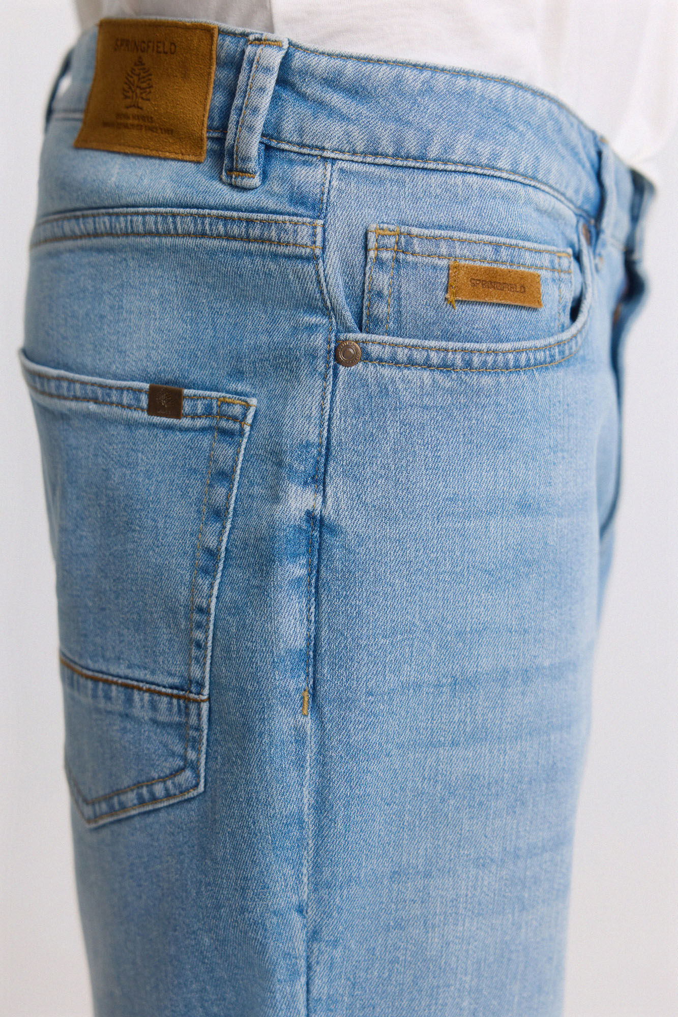Springfield Bermudas de mezclilla ultra ligera slim fit azul