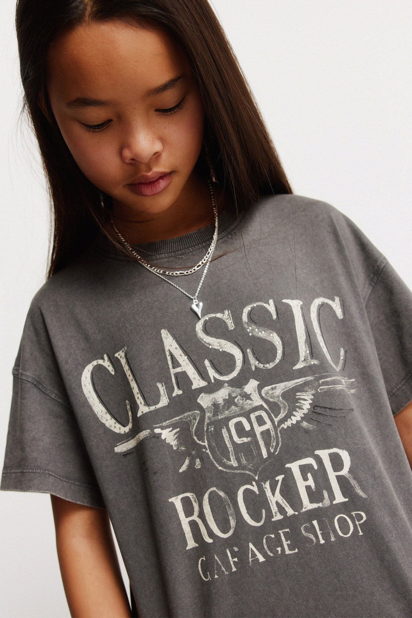 Springfield Kids Playera de manga corta rocker para ni&ntilde;a gris