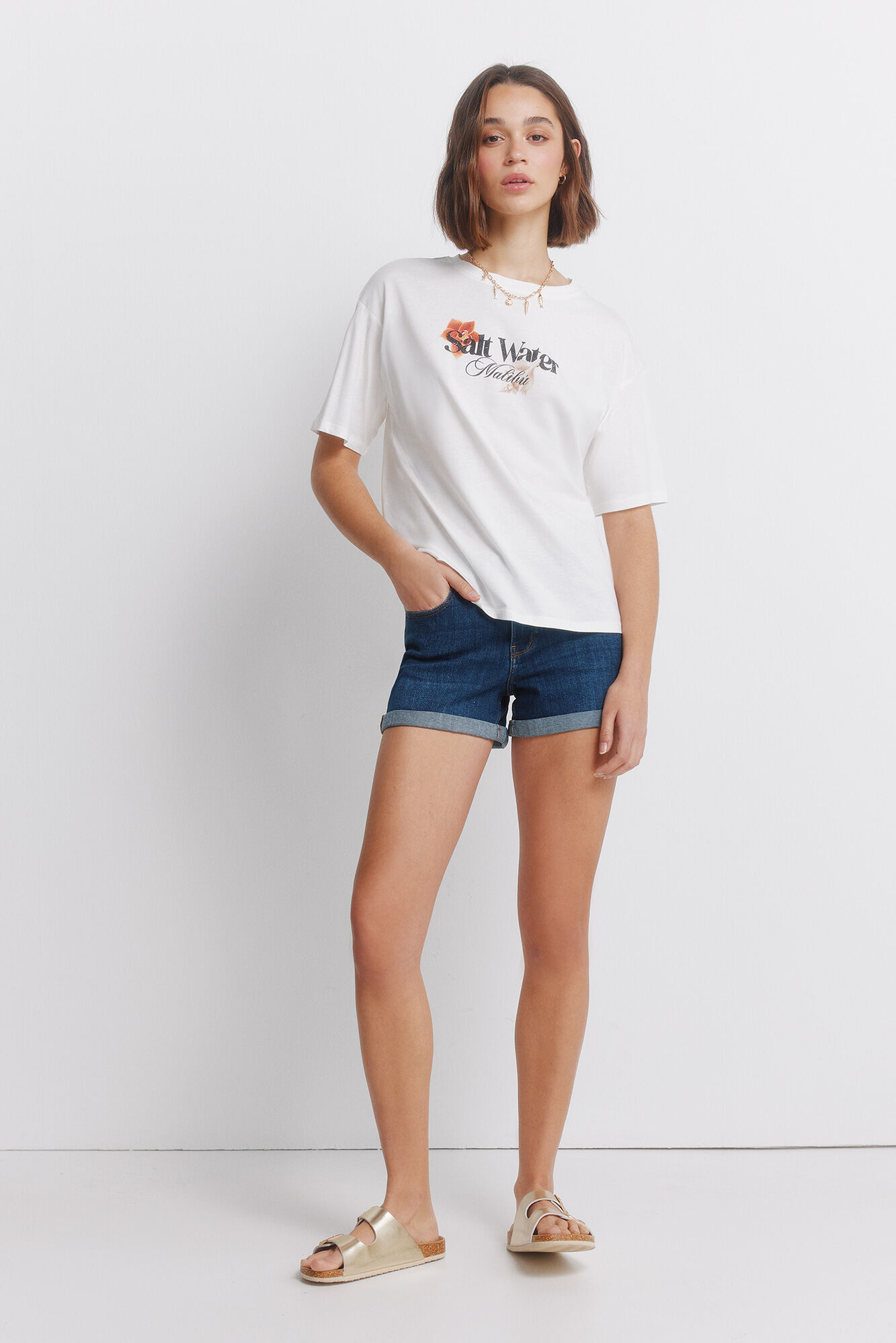 Springfield Playera manga corta tropical blanco