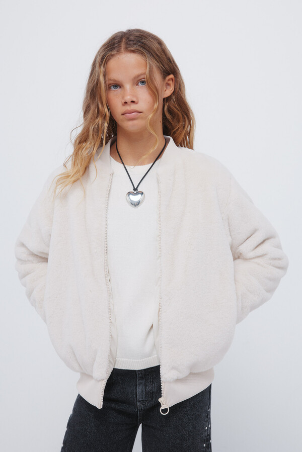 Springfield Kids Bomber de pelo de niña beige