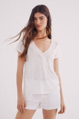 Springfield Playera escote crochet estampado