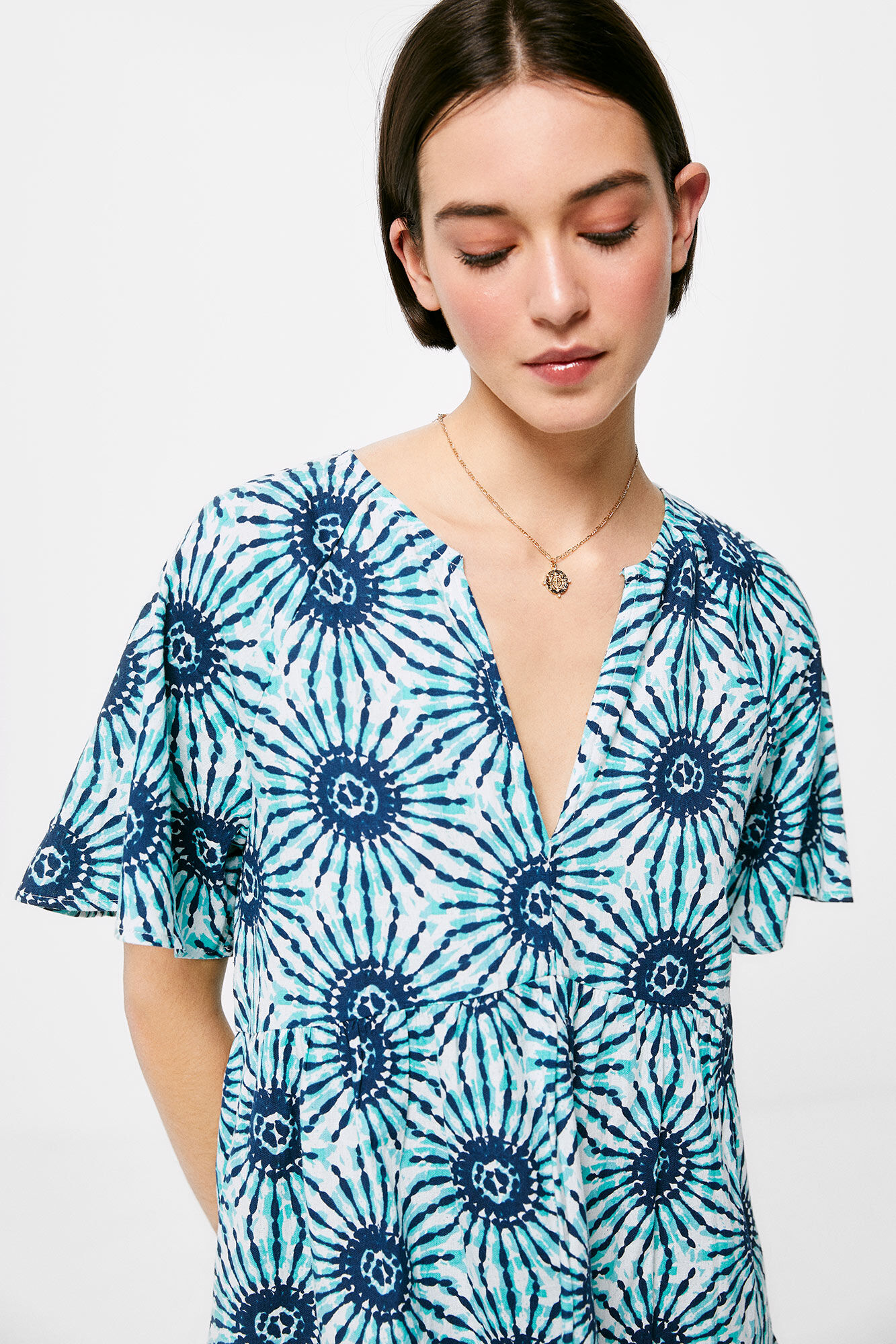 Springfield Vestido T&uacute;nica Algod&oacute;n Lino azul
