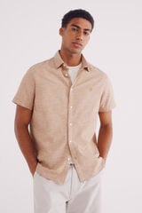 Springfield Camisa manga corta efecto lino beige