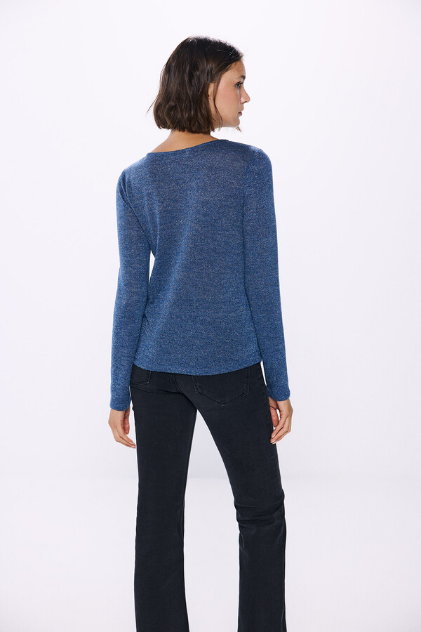 Springfield Playera lurex abertura escote gris