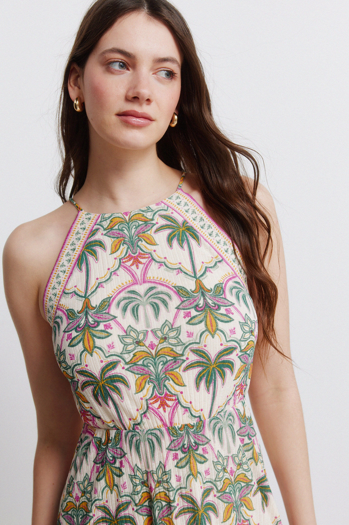 Springfield Vestido cuello halter estampado