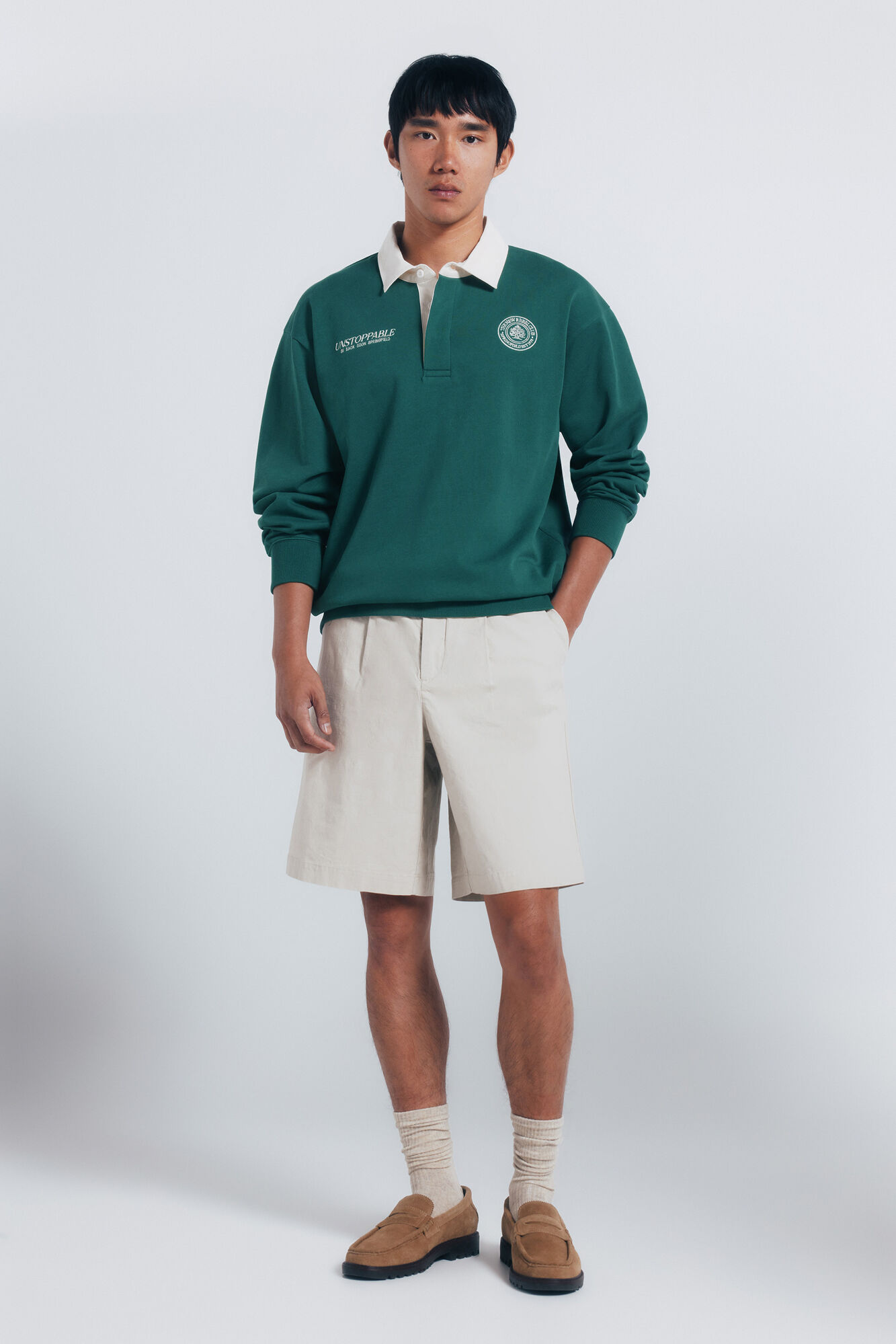 Springfield Sudadera con cuello de rugby verde