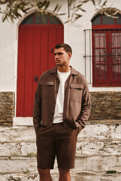 Springfield Bermuda lino slim fit café