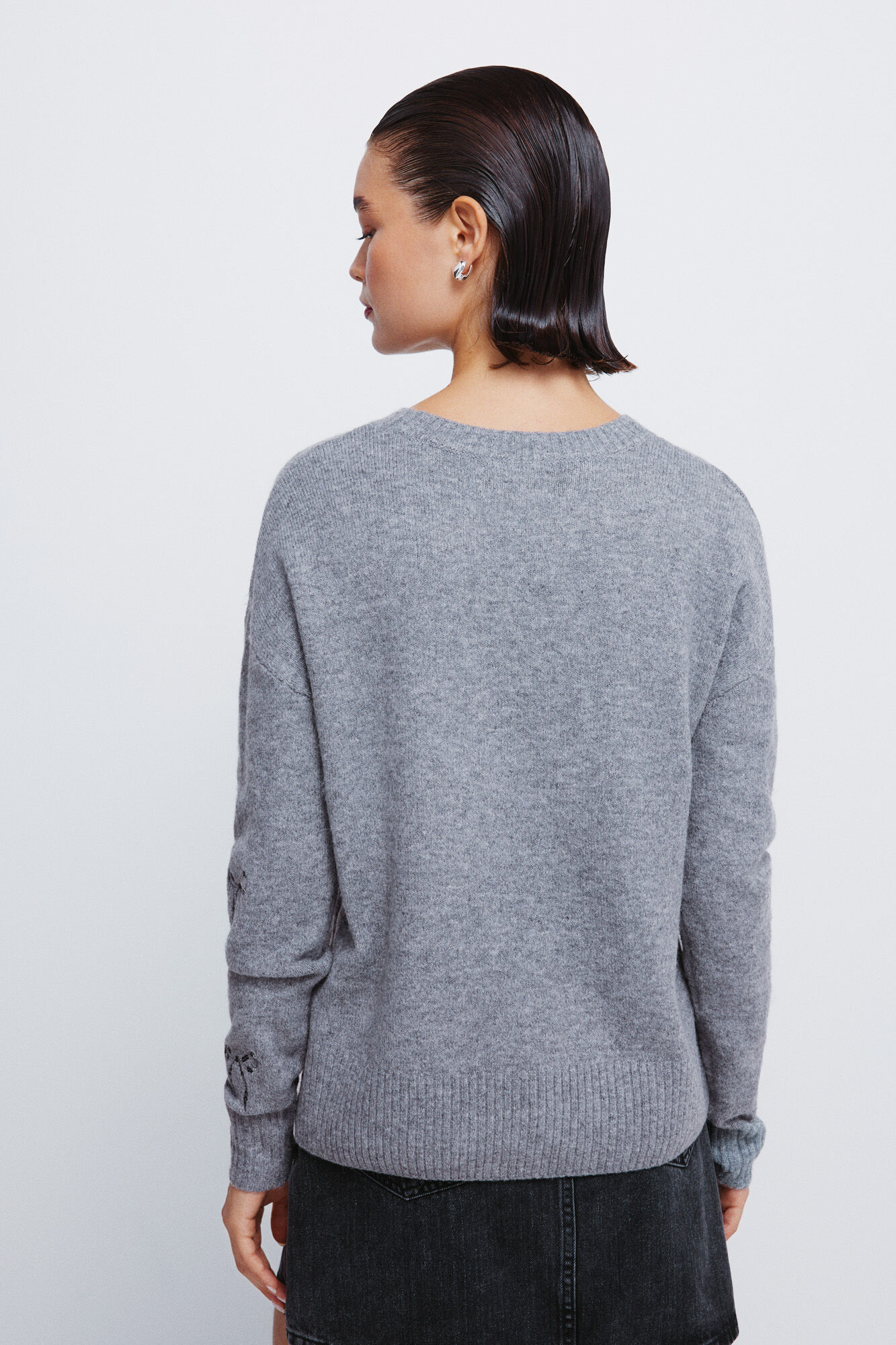 Springfield Jersey con lazos de lentejuelas gris