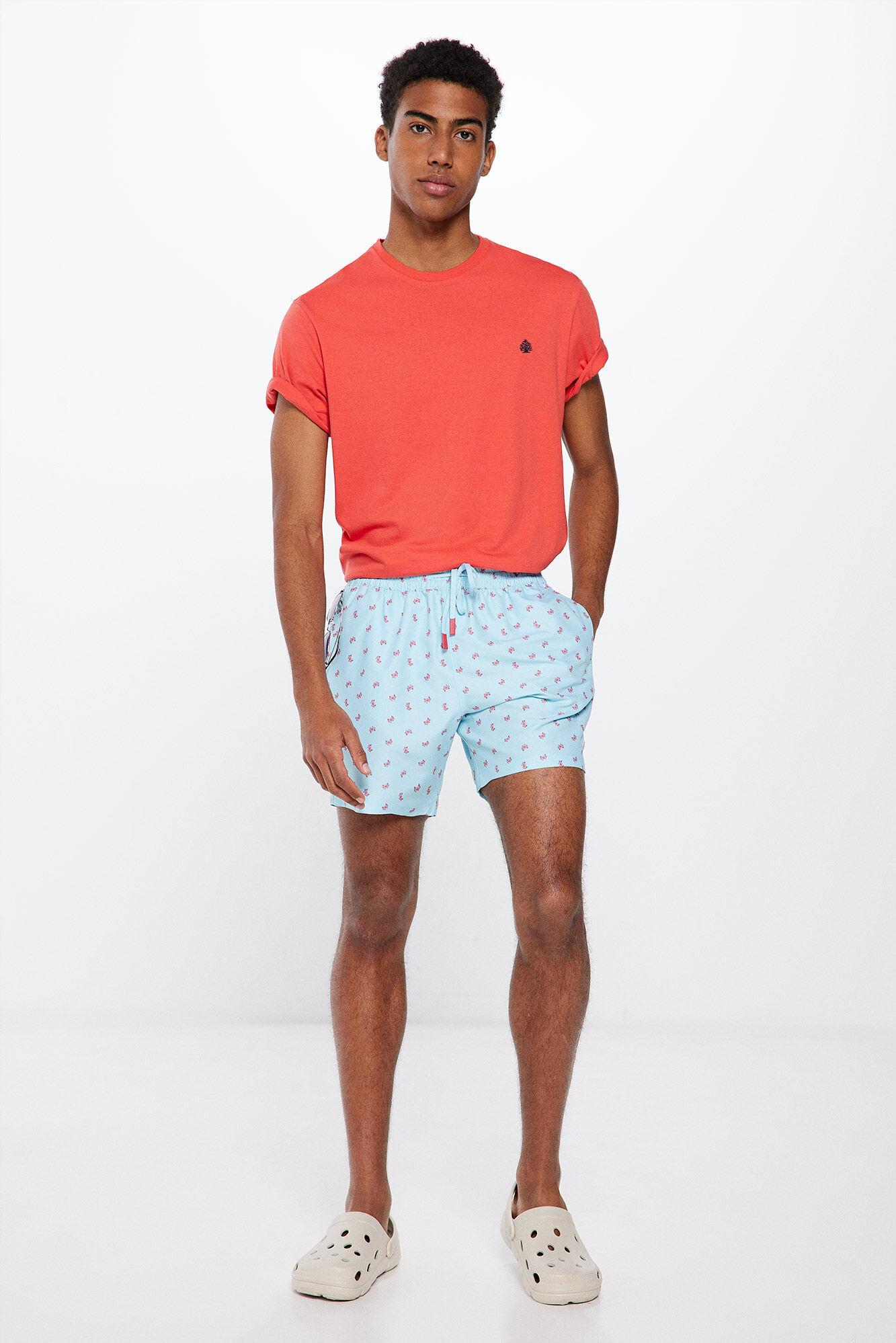 Springfield Ba&ntilde;ador estampado cangrejos turquesa