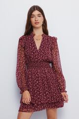 Springfield Vestido corto short con falda de doble capa naranja