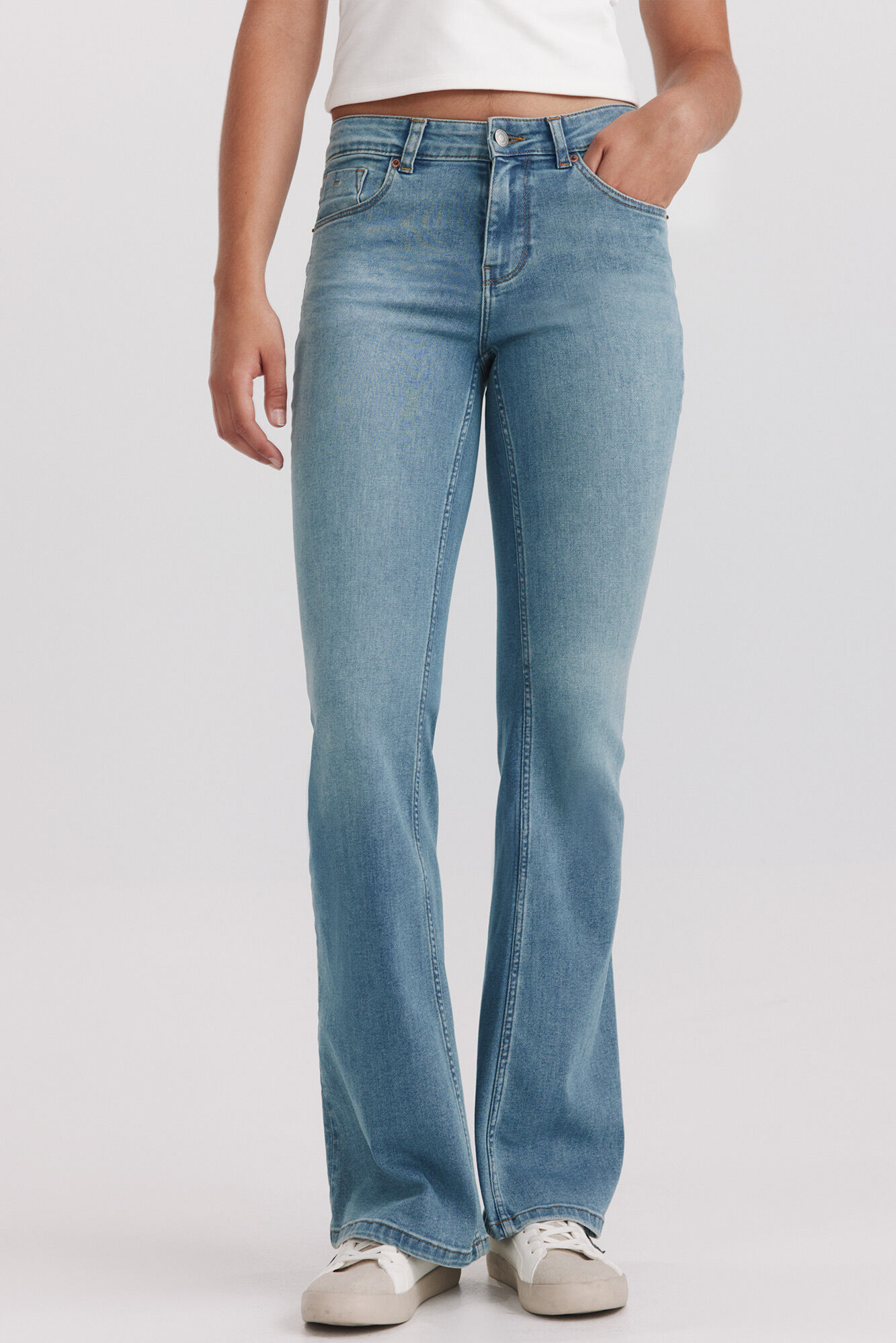 Springfield Jeans bootcut flare de tiro bajo azul tinta