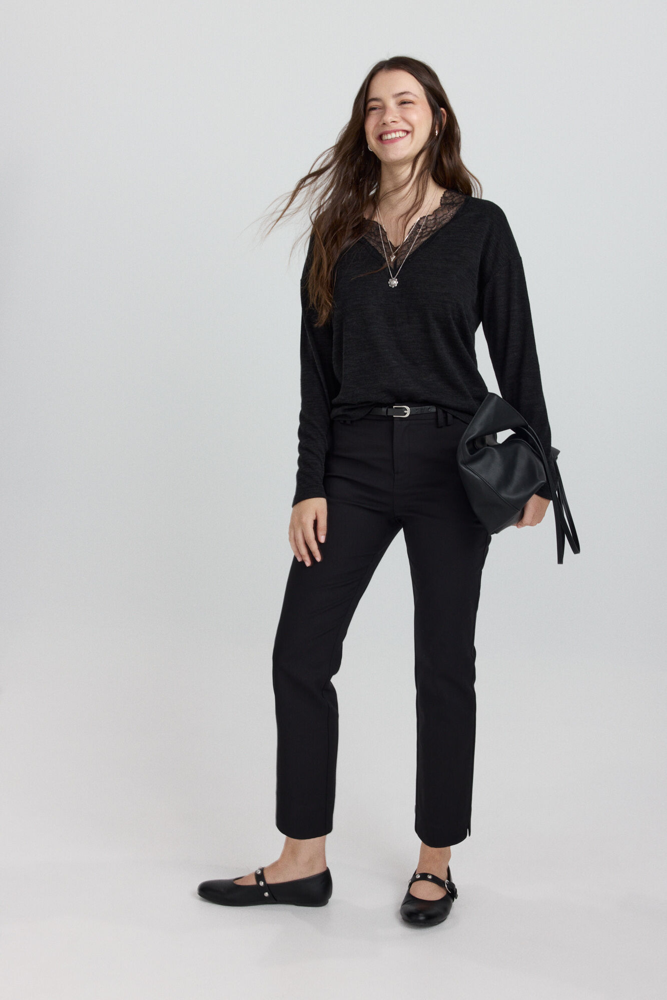 Springfield Playera cuello lace negro