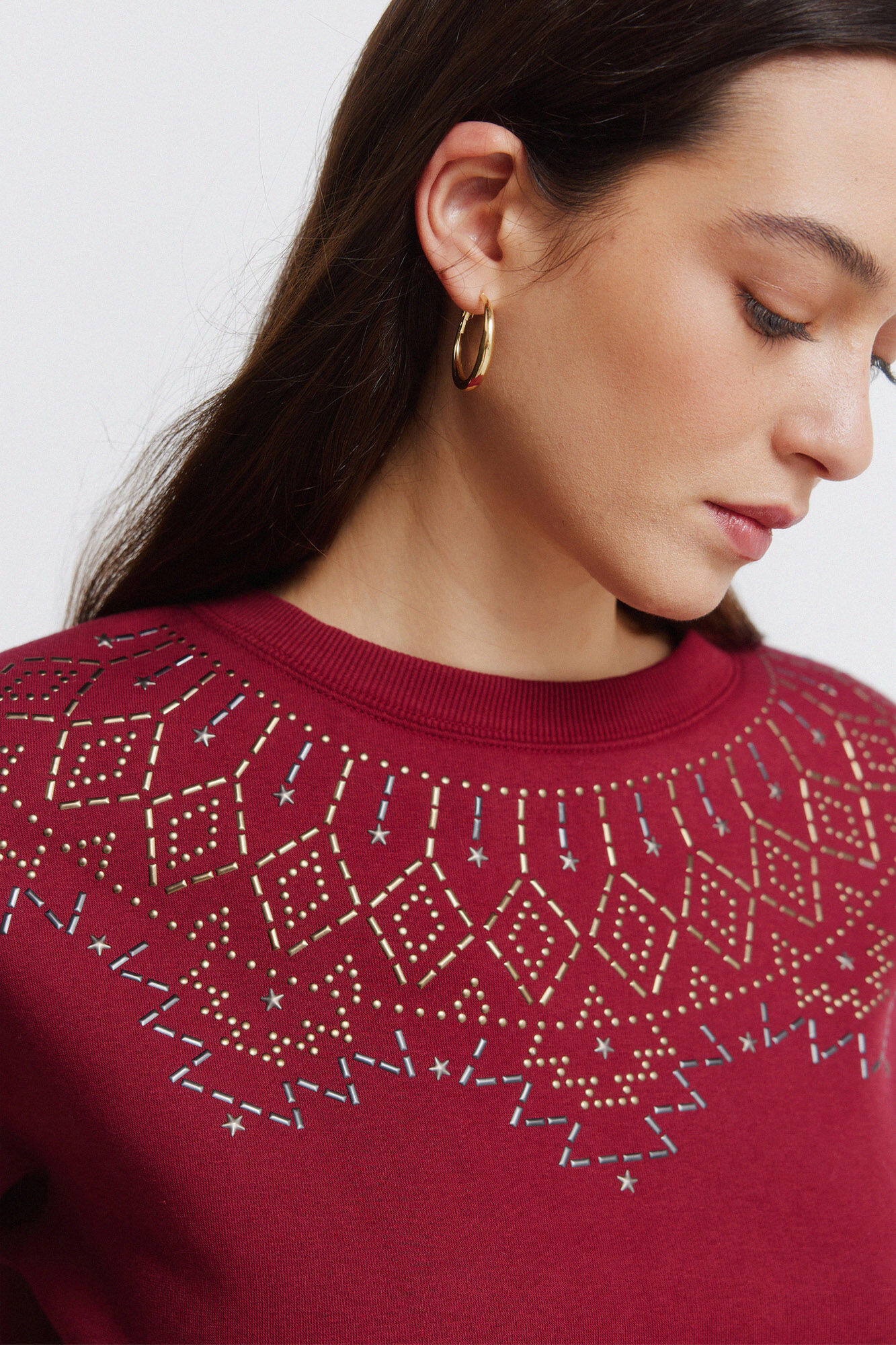 Springfield Sudadera de cuello boho con aplicaciones