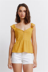 Springfield Playera de tirantes con volantes amarillo