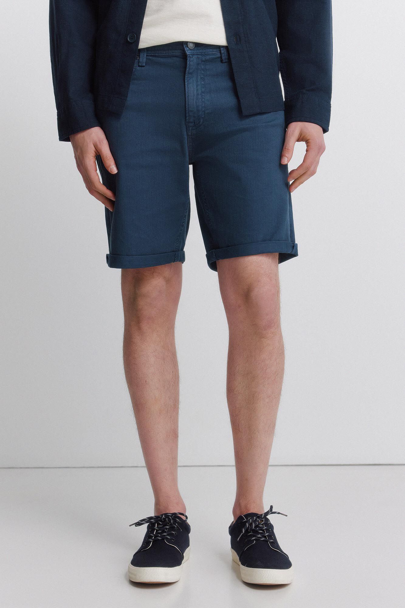 Springfield Bermudas de 5 bolsillos lavadas slim fit azul mezcla
