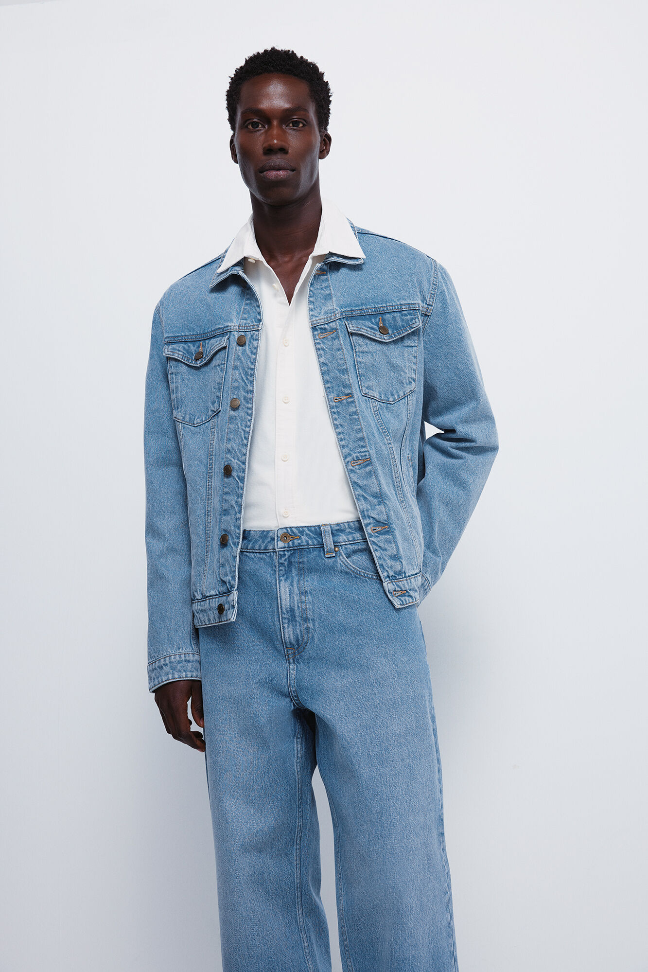 Springfield Jeans wide leg lavado medio azul