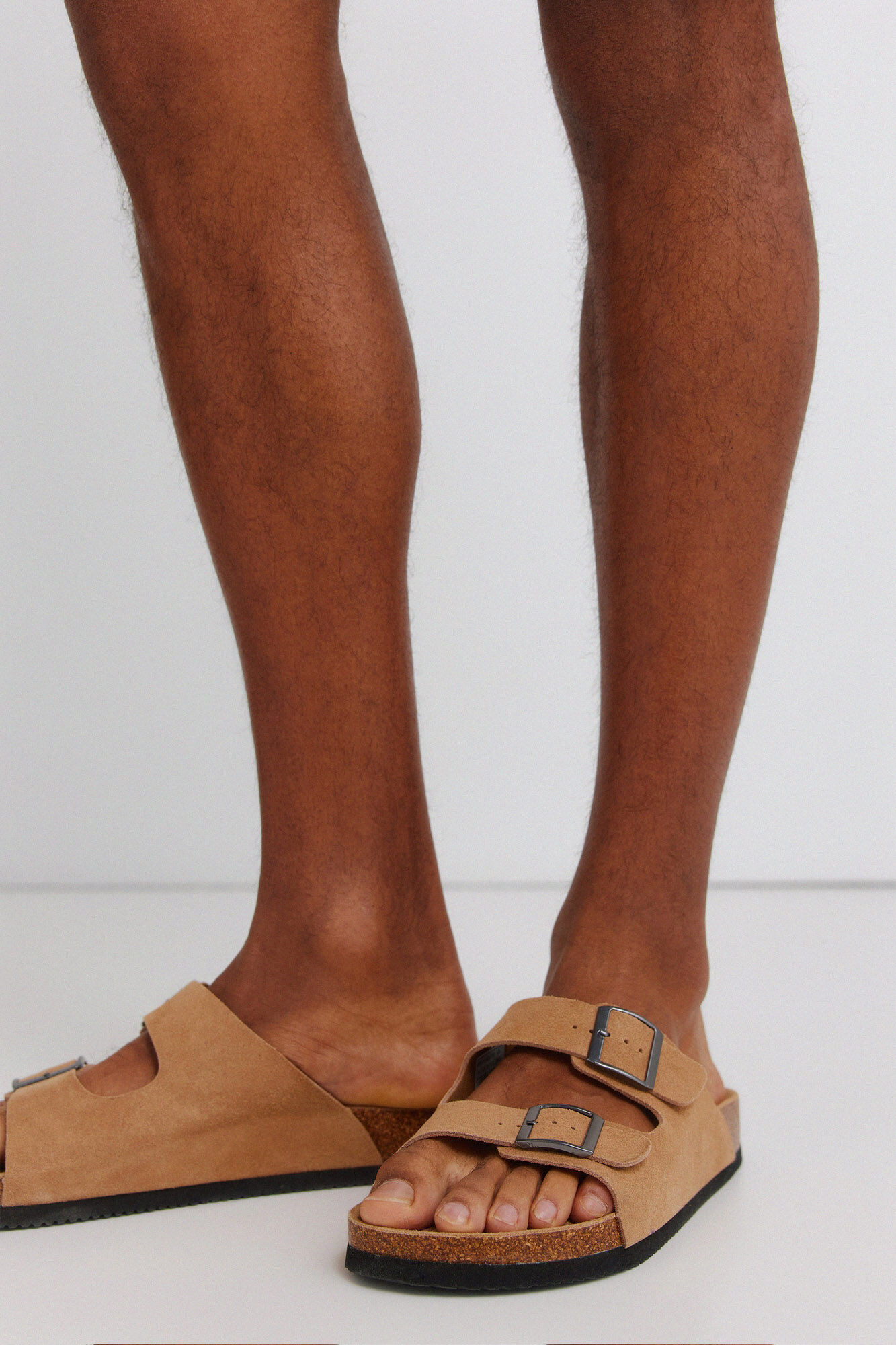 Springfield Sandalia de piel con doble hebilla caf&eacute;