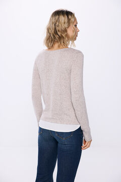 Springfield Playera tejido cortado combinada café