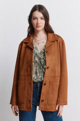 Springfield Chamarra blazer de ante sint&eacute;tico beige