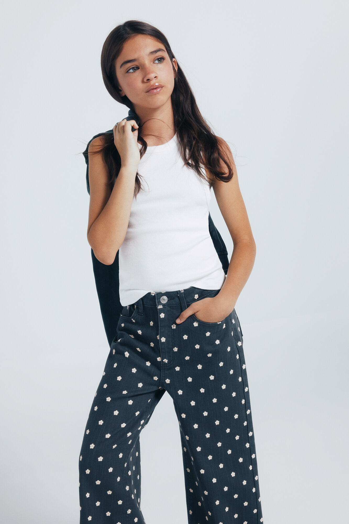 Springfield Kids Pantal&oacute;n culotte margaritas ni&ntilde;a gris