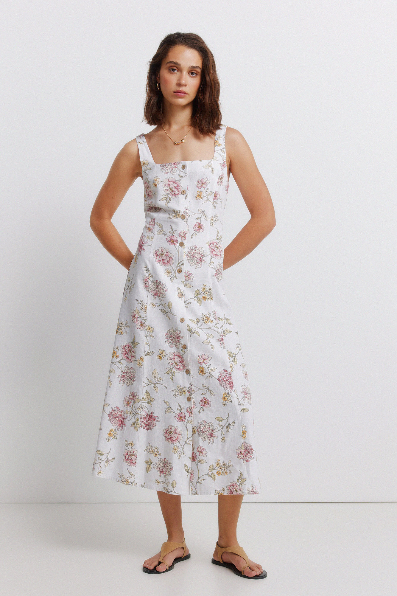 Springfield Vestido midi con escote cuadrado