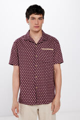 Springfield Camisa de manga corta lino estampada Púrpura